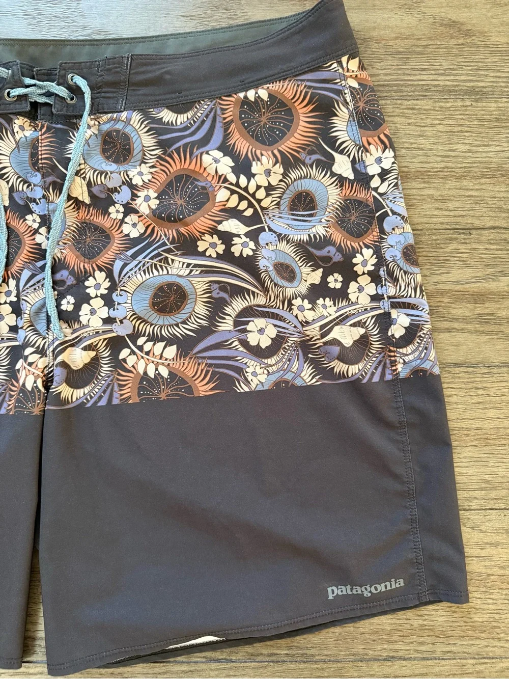 Patagonia Men's Panel Swim Shorts in Blue, Orange & Black